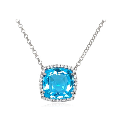 DEUX Necklace (1145) - Blue Topaz / SS