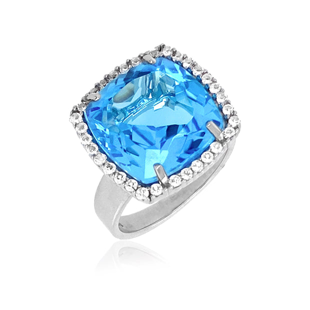 DEUX Ring (1145) - Blue Topaz /  SS