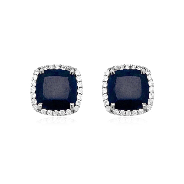 DEUX Earrings (1145) - Navy Blue Quartz /  SS