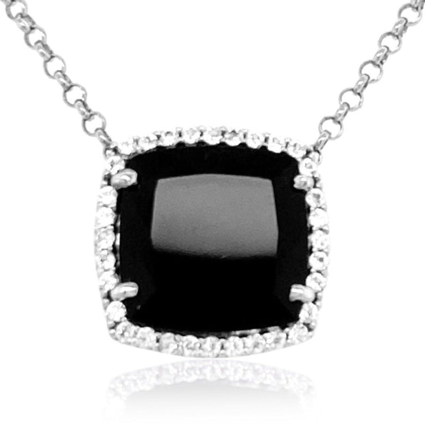 DEUX Necklace (1145) - Black Quartz / SS