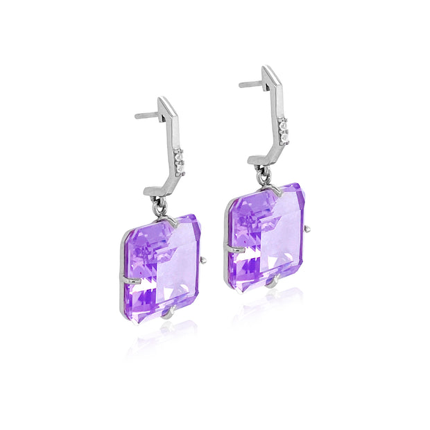 COLUNA Earrings (1156) - Lilac Opal Amethyst / SS
