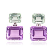 COLUNA Earrings (1156) - Prasiolite, Pink Amethyst