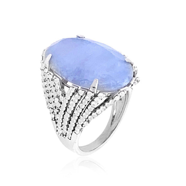 VILLA RICA Ring (1213) - Blue Chalcedony / SS
