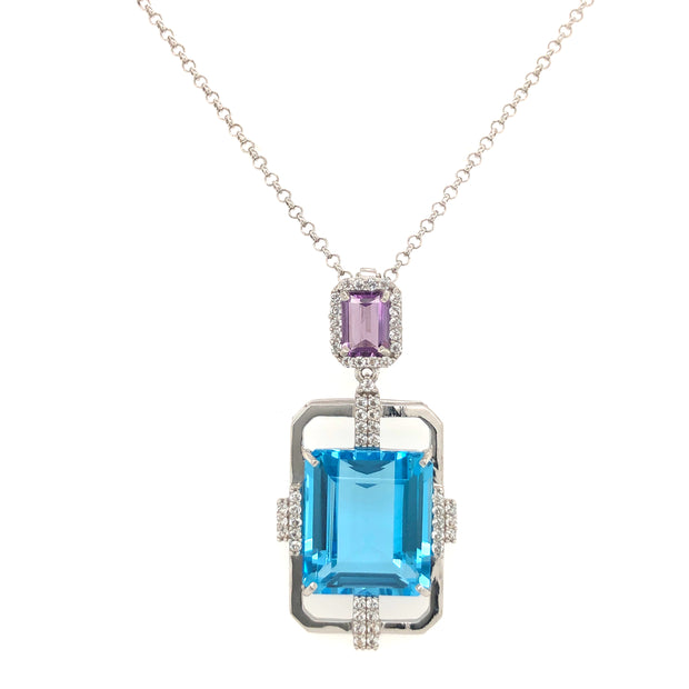 ECLECTIC Necklace (1247) - Amethyst, Blue Topaz  / SS