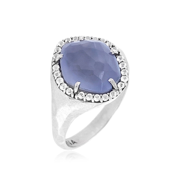 PANORAMA Ring (1260) -  Blue Chalcedony / SS