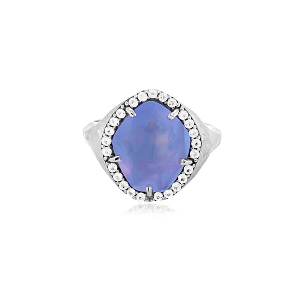 PANORAMA Ring (1260) -  Blue Chalcedony / SS