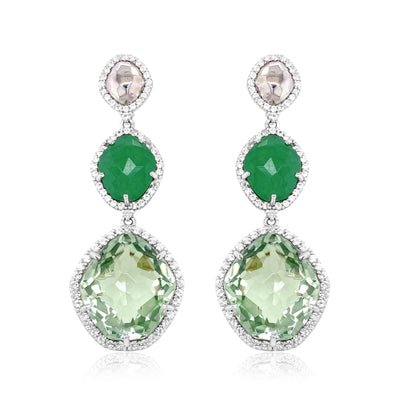 PANORAMA Earrings (1260) - Prasiolite, Green Quartz / SS