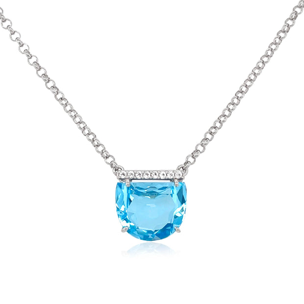 PENDULUM Necklace (1322) - Blue Topaz / SS