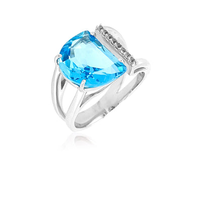 PENDULUM Ring (1322) - Blue Topaz / SS