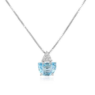 PENDULUM Necklace (1323) - Blue Topaz / SS