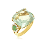 DEUX Ring (1145) - Prasiolite, Mint Emerald Quartz / YG