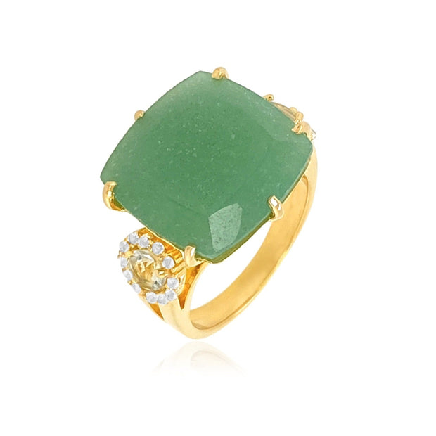 DEUX Ring (1145) - Green Quartz, Prasiolite / YG