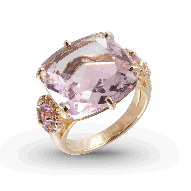 DEUX Ring (1145) - Pink Amethyst, Amethyst / YG