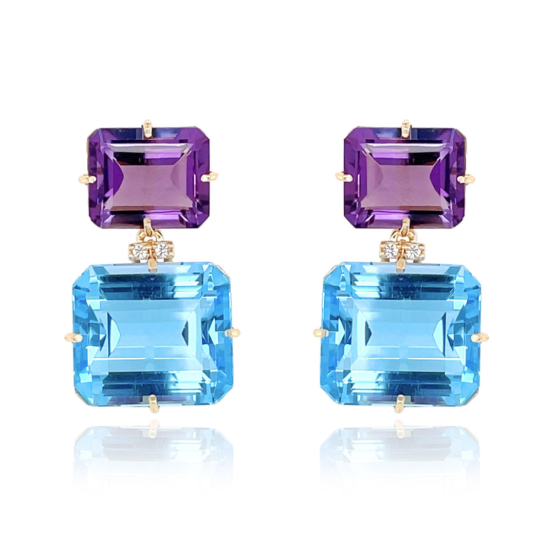 COLUNA Earrings (1156) Blue Topaz, Amethyst YG – VIANNA FASHION