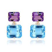 COLUNA Earrings (1156) - Blue Topaz, Amethyst