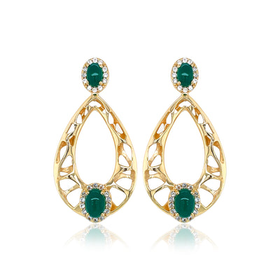 PULSE Earrings (1286) - Green Agate / YG