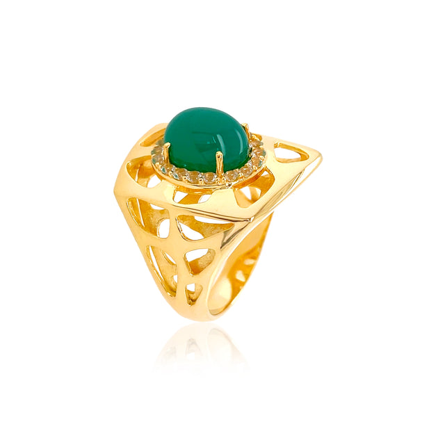 PULSE Ring (1286) - Green Agate / YG