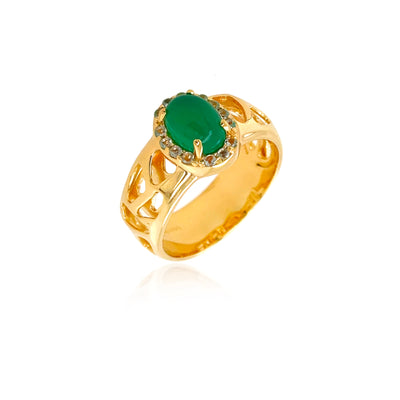 PULSE Ring (1286) - Green Agate / YG