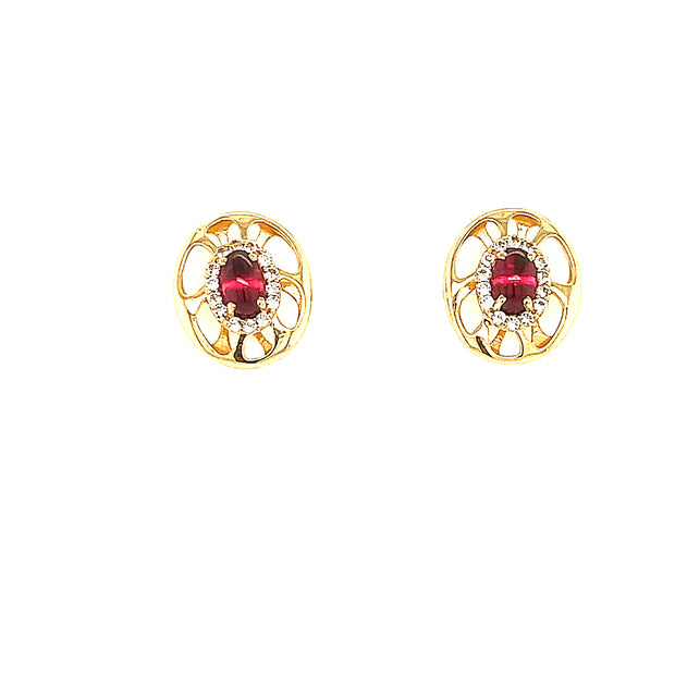 PULSE Earrings (1286) - Rhodolite / YG