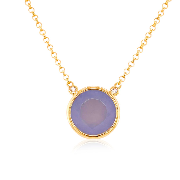 SIGNATURE Necklace (1287) - Blue Chalcedony / YG
