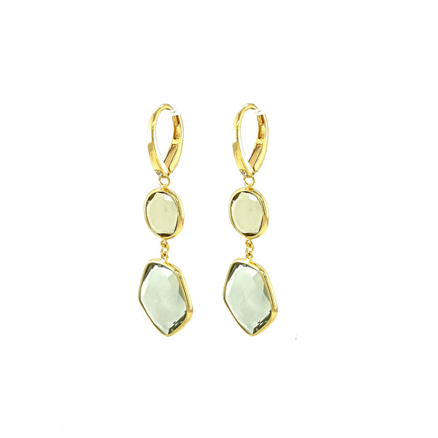 Classic Earrings (1316) - Green Gold Quartz, Praziolite / YG