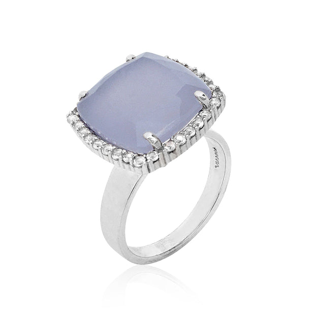 DEUX Ring (1145) - Blue Chalcedony /  SS