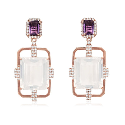 ECLECTIC Earrings (1247) - Amethyst, Opal Quartz / RG