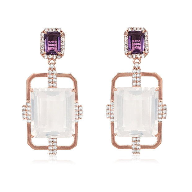 ECLECTIC Earrings (1247) - Amethyst, Opal Quartz / RG