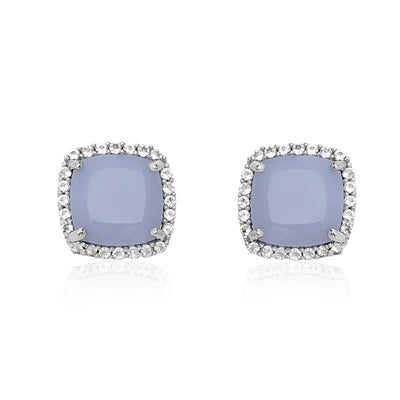 DEUX Earrings (1145) - Blue Chalcedony / SS