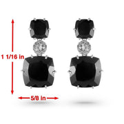 DEUX Earrings (1145) - Black Quartz, Smoky Quartz / SS