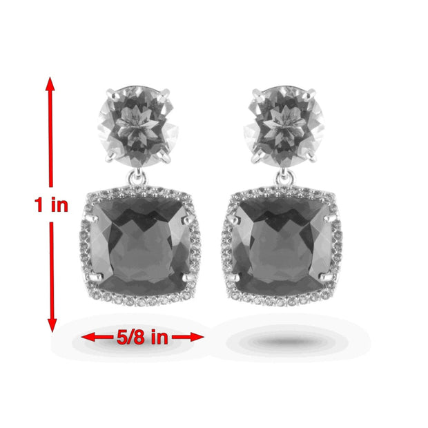 DEUX Earrings (1145) - Prasiolite, Pink Amethyst / SS